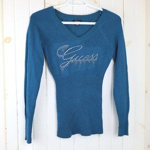 2/$20 Guess Turquoise V-Neck Sweater